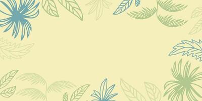 Abstract botanical leaf and floral  frame hand drawn illustration in outline design style for poster and print template vector