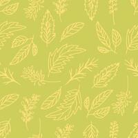 seamless pattern abstract floral background with leaves, hand drawing outline color. vector