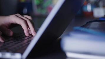 Young Girl Hand is Working on Computer Laptop video