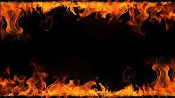 AI generated Fiery Flames on Isolated Black Background. created with Generative AI photo