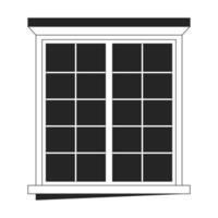 Window building exterior black and white 2D line cartoon object. Residential structure. Home glass window isolated vector outline item. Architecture modern frame monochromatic flat spot illustration