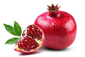 AI generated Juicy Pomegranate on isolate White Background. created with Generative AI photo