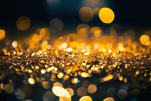 AI generated Sparkling Gold Glitter Bokeh Captivating Background Texture . created with Generative AI photo