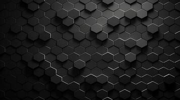 AI generated Hexagonal Metal Tiles A Stunning Black Background. created with Generative AI photo