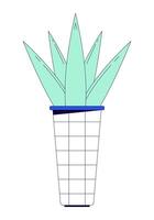 Potted houseplant 2D linear cartoon object. Growing succulent. Home gardening hobby isolated line vector element white background. Exotic plant in interior decor color flat spot illustration