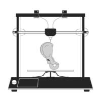 pélvico faja en 3d impresora negro y blanco 2d línea dibujos animados objeto. aditivo fabricación pelvis huesos aislado vector contorno artículo. tecnología tridimensional monocromo plano Mancha ilustración