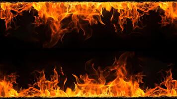 AI generated Fiery Flames on Isolated Black Background. created with Generative AI photo