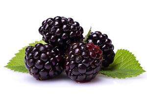 AI generated Juicy Blackberry on White Background Perfect for Healthy Snacks and Delicious Recipes. created with Generative AI photo