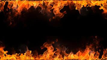 AI generated Fiery Flames on Isolated Black Background. created with Generative AI photo