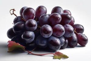 AI generated Fresh Purple Grapes Isolated on White Background. created with Generative AI photo