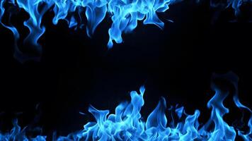 AI generated Blue Flames Fiery Beauty on a Black Background. created with Generative AI photo