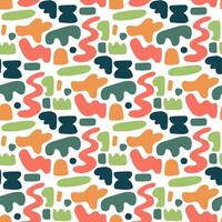 Pattern abstract shapes manually. Seamless pattern with natural colorful shapes or a spot on a white background. Fashionable colorful vector illustration in a flat style for wrapping paper, textile