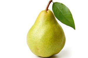 AI generated Juicy Pears with Fresh Leaves on White Background, Wet Fruits for Healthy Eating and Nutrition. created with Generative AI photo