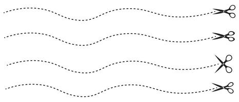 Scissors line cutter set page cross black icon  vector background design.