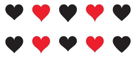 Set of hearts love on a white background. Vector illustration in flat style.