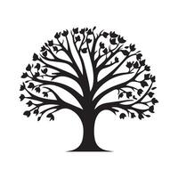 Tree icon isolated black on white background. Vector Illustration.