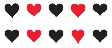 Set of hearts love on a white background. Vector illustration in flat style.