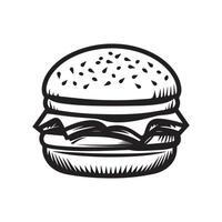 hamburguesa comida icono blanco antecedentes vector diseño.