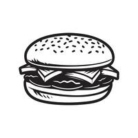 hamburguesa comida icono blanco antecedentes vector diseño.