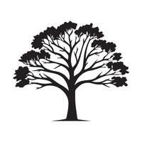 Tree icon isolated black on white background. Vector Illustration.