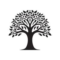Tree icon isolated black on white background. Vector Illustration.