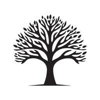 Tree icon isolated black on white background. Vector Illustration.