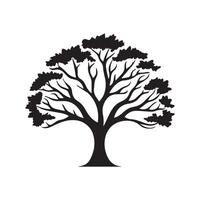 Tree icon isolated black on white background. Vector Illustration.