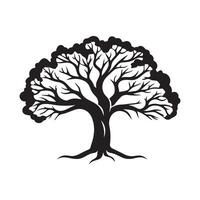 Tree icon isolated black on white background. Vector Illustration.