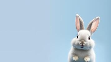 ai generado alegre y juguetón blanco Conejo un linda y sonriente Pascua de Resurrección mascota. creado con generativo ai foto