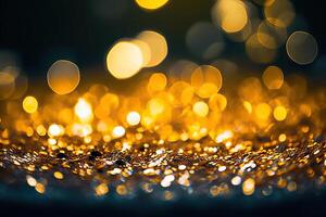 AI generated Sparkling Gold Glitter Bokeh Captivating Background Texture . created with Generative AI photo