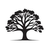 Tree icon isolated black on white background. Vector Illustration.