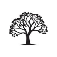 Tree icon isolated black on white background. Vector Illustration.