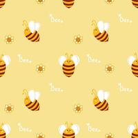 miel modelo con abejas para apicultores y miel productos linda verano amarillo modelo con abejas coleccionar Miel. minimalista plano laico diseño para comida embalaje y apicultura diseño vector