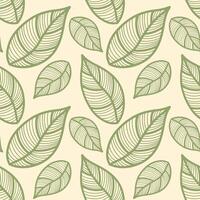 Seamless pattern with vintage leaves for seasonal designs, printing and web use on beige background. Vintage large leaves as element of textiles and clothing design or bedding. Notebook cover. vector