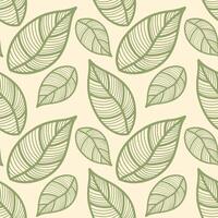 Seamless pattern with vintage leaves for seasonal designs, printing and web use on beige background. Vintage large leaves as element of textiles and clothing design or bedding. Notebook cover. vector