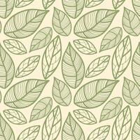 Seamless pattern with vintage leaves for seasonal designs, printing and web use on beige background. Vintage large leaves as element of textiles and clothing design or bedding. Notebook cover. vector