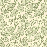 Seamless pattern with vintage leaves for seasonal designs, printing and web use on beige background. Vintage large leaves as element of textiles and clothing design or bedding. Notebook cover. vector