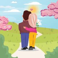 Cute Couple in Pink Blossoms vector