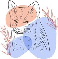 Fox and shapes boho style for templates. vector