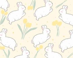 Rabbit and yellow flower pattern design for templates. vector