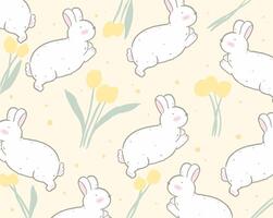 Rabbit and yellow flower pattern design for templates. vector