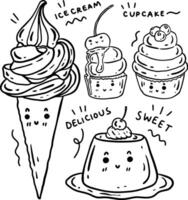 hand drawn cute dessert and text for templates. vector