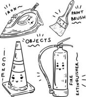 hand drawn cute objects and text for templates. vector