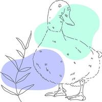 Duck and shapes boho style for templates. vector