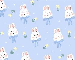 Rabbit and flower pattern design for templates. vector