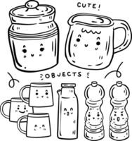 hand drawn cute objects and text for templates. vector