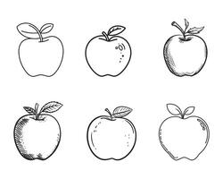 manzana conjunto en blanco antecedentes vector ilustración