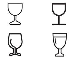 Set of empty different shapes wineglass and glass icons on white background stock illustration vector