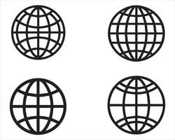 Globe Icon Internet Web Sign Symbol Set on white Background Vector