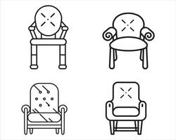 Sofa Chairs Collection Icon Outline Vector On White Background